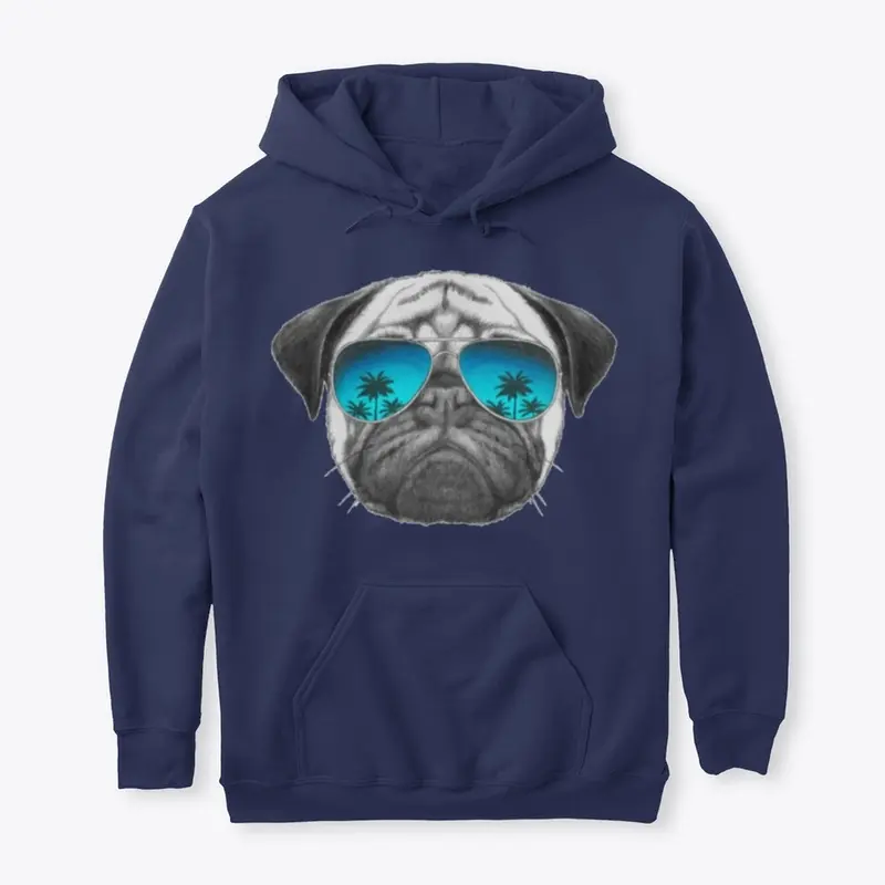 PUG SUNGLASS/UNISEX PULLOVER HOODIE